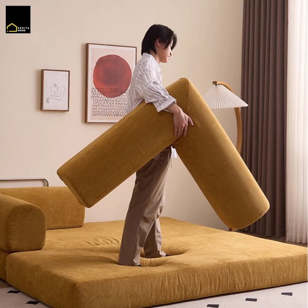 โซฟาเบด RENITA HOME รุ่น LEKO 200X100CM. ผ้าลูกฟูกลอนใหญ่ สีน้ำเงิน (608-25)_3